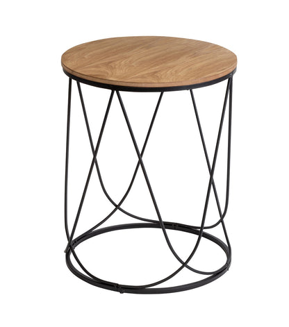 Honey Can Do Round Side Table with Natural Top