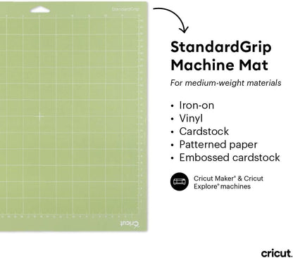 Cricut StandardGrip Adhesive Cutting Mat 12"x12" - For Cricut Explore Air 2/Cricut Maker - 3 Pack, Green (2004702)