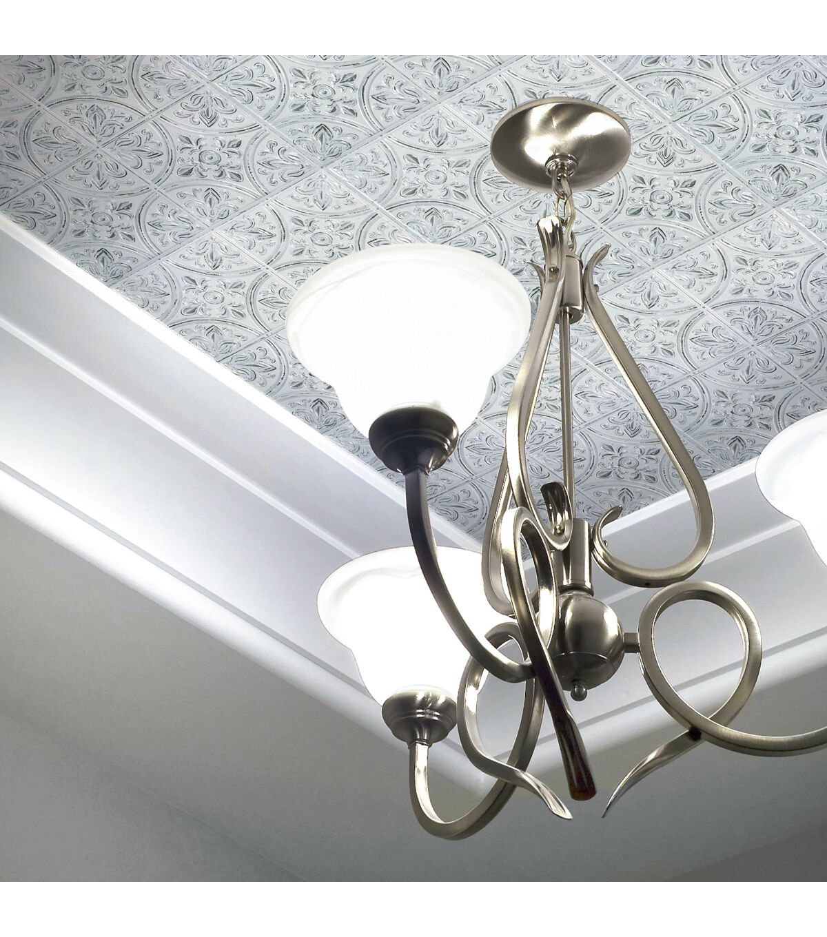 White Tin Peel & Stick Tile Backsplash