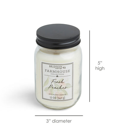 12oz Fresh Peaches Scented Mason Jar Candle by Hudson 43