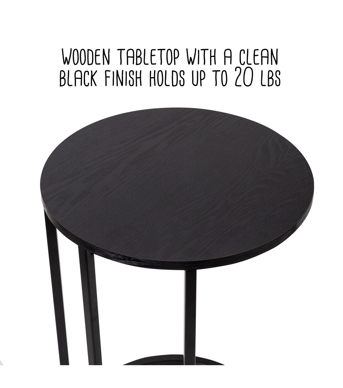 Honey Can Do Black Round C Shaped Table