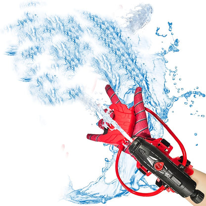 Ensemble de pistolets à eau de super-héros - Gants rouges et pistolet à eau, idéal pour la piscine, la plage et les combats d'eau en plein air, jouet aquatique amusant | Design amusant | Plastique durable