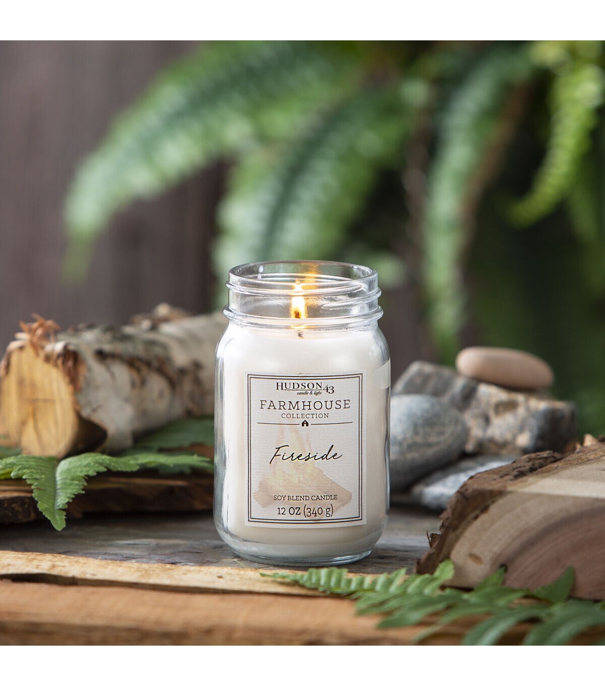 12oz Fireside Scented Mason Jar Candle by Hudson 43