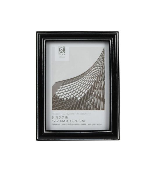 5" x 7" Black Glazing Resin Tabletop Picture Frame by Place & Time