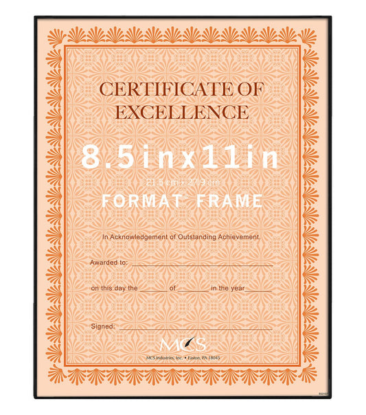 MCS 8.5" x 11" Front Loading Black Wall Frame