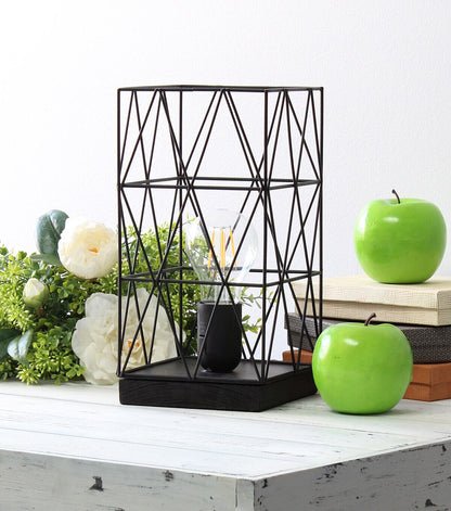 All The Rages Black Geometric Square Metal Table Lamp