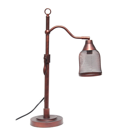 All The Rages Vintage Arched Table Lamp with Iron Mesh Shade, Red Bronze
