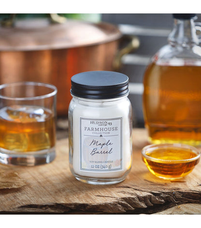 12oz Maple Barrel Scented Mason Jar Candle by Hudson 43