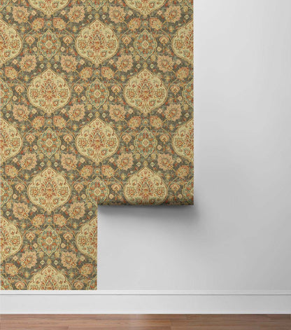Surface Style 20.5' x 18' Smoke Caspian Peel & Stick Wallpaper