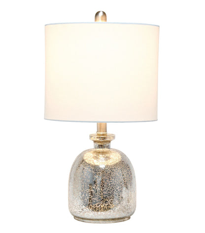 All The Rages Mercury Glass Jar Table Lamp with White Linen Shade