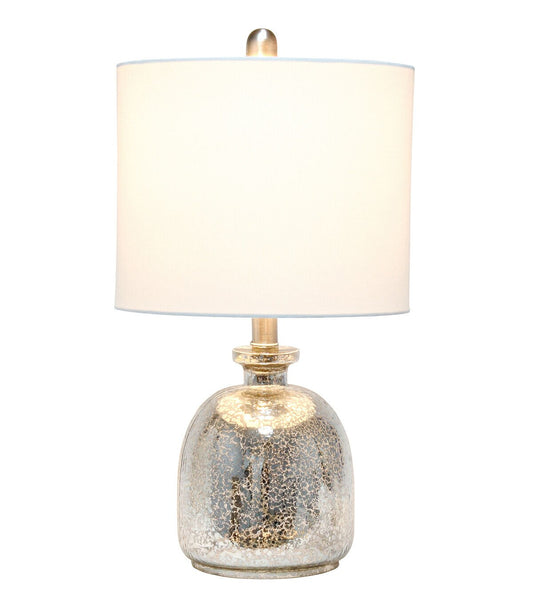 All The Rages Mercury Glass Jar Table Lamp with White Linen Shade