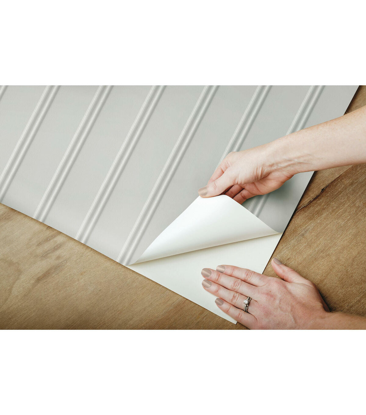 RoomMates 20.5" x 16.5' Mint Green Beadboard Peel & Stick Wallpaper