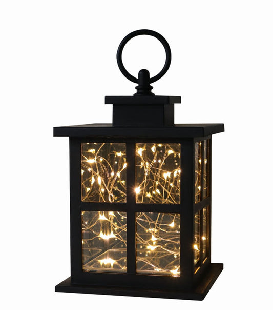 7" Black LED Rustic Lantern by Place & Time