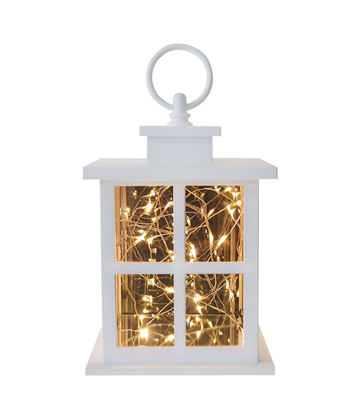 7" White LED Rustic Lantern by Place & Time
