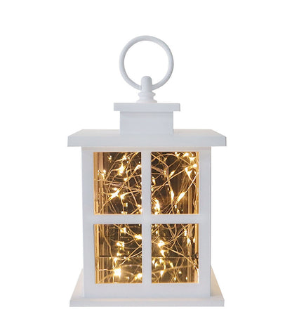 7" White LED Rustic Lantern by Place & Time