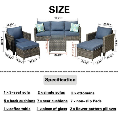 Harshil 6 Piece Rattan Sofa Seating Group with Cushions