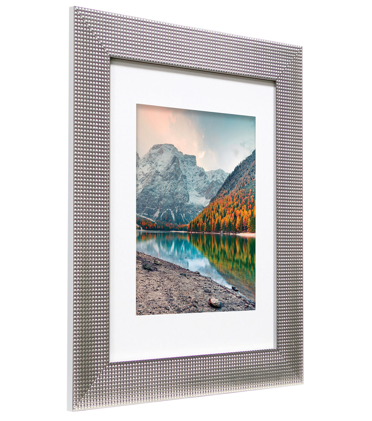 BP 11"x14" Matted to 8"x10" Silver Texture Bump Frame