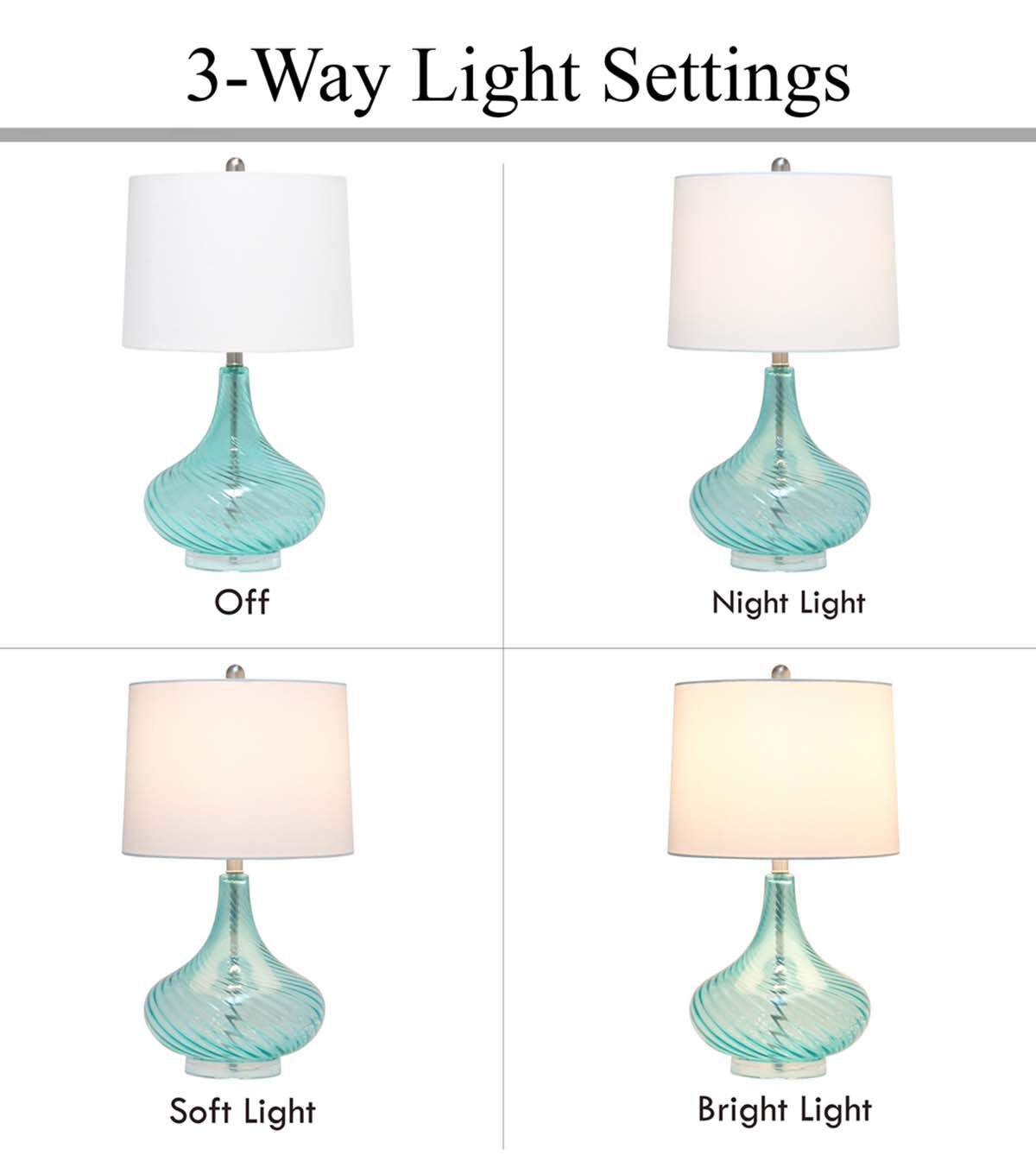 All The Rages 24" Wavy Glass Table Lamp With Linen Shade