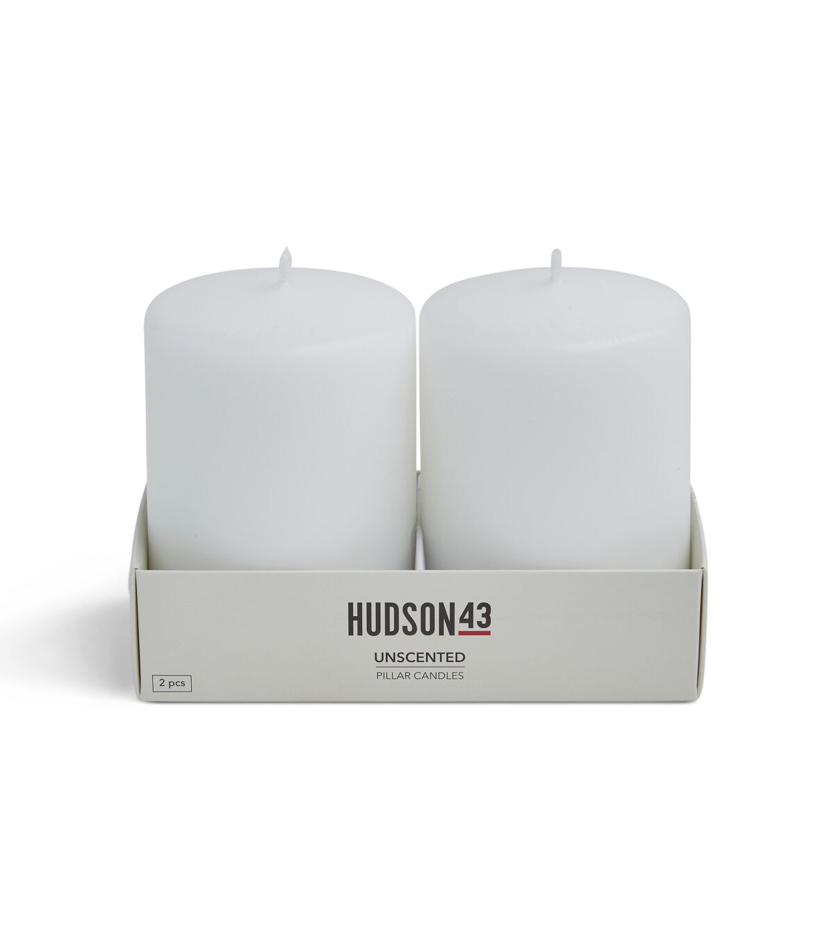 3" x 4" Unscented White Pillar Candles 2pk by Hudson 43