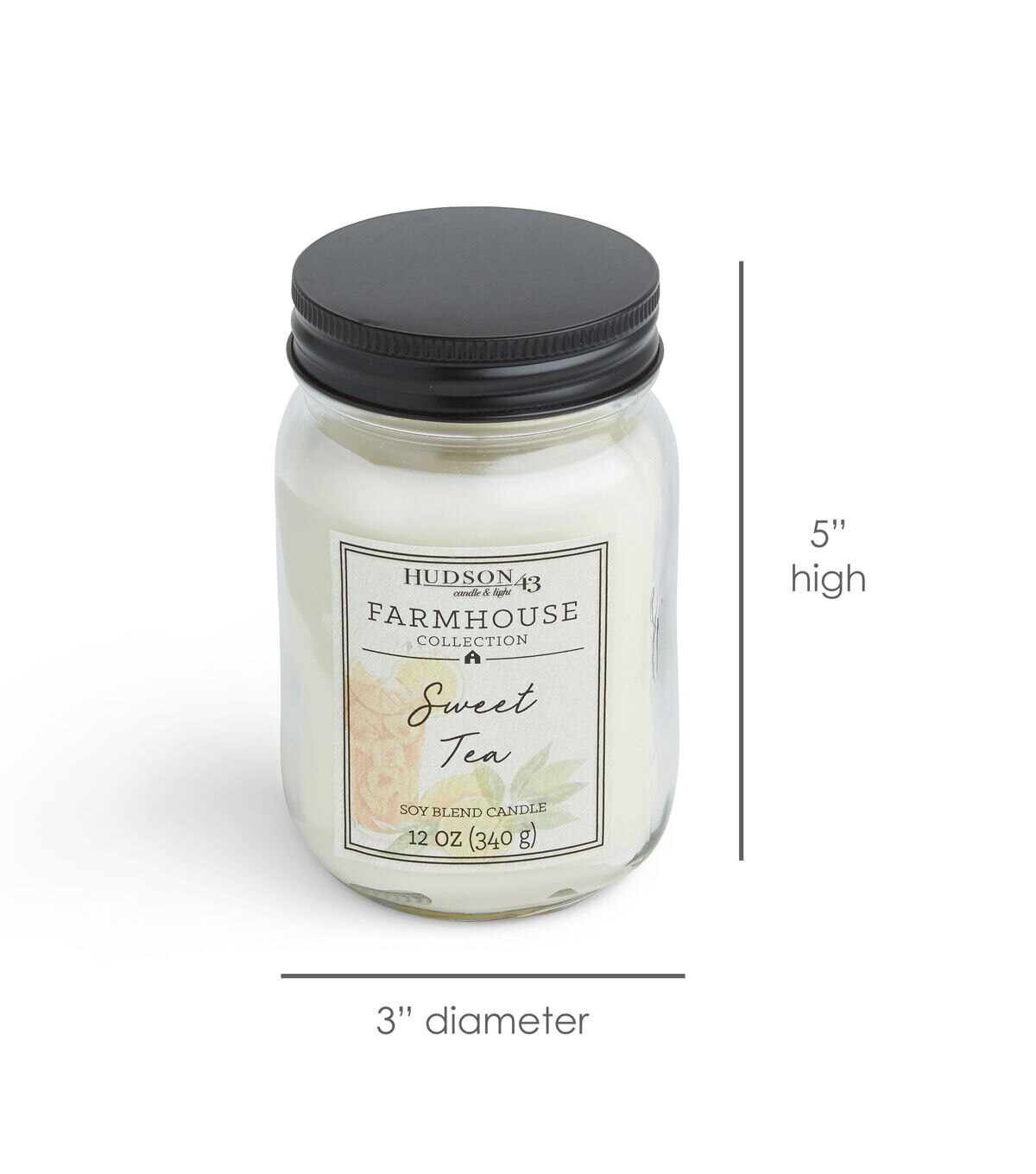 12oz Sweet Tea Scented Mason Jar Candle by Hudson 43