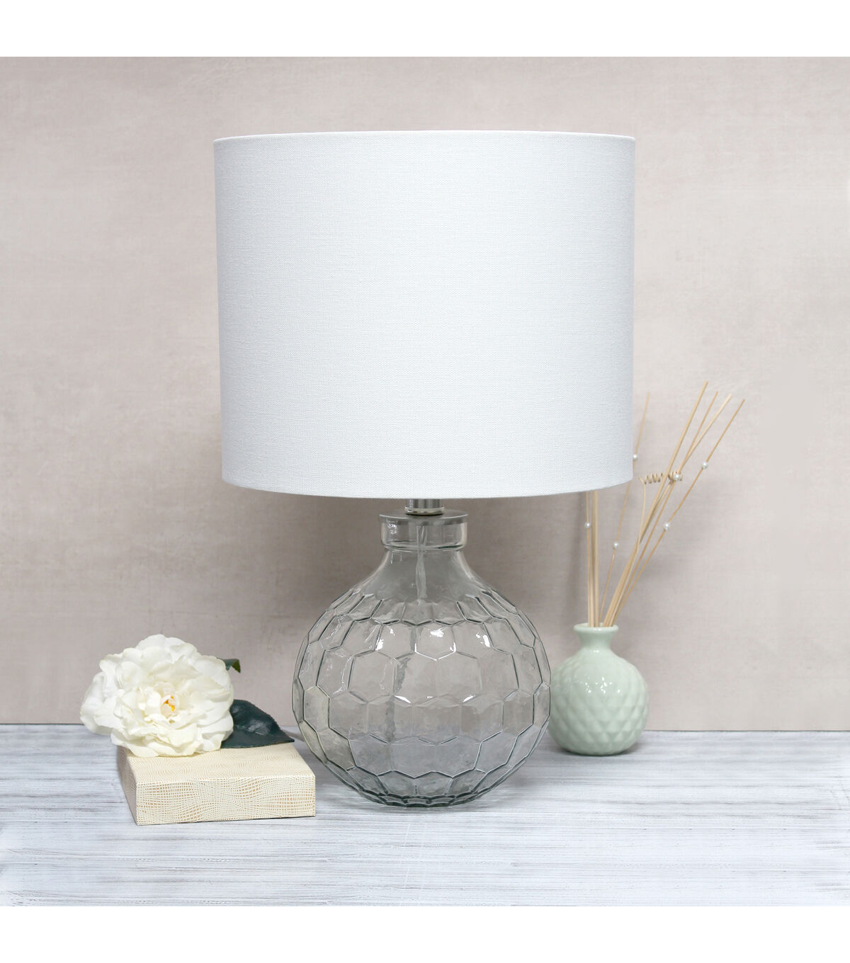 All The Rages 17.75" Clear Honeycomb Glass Table Lamp With White Shade