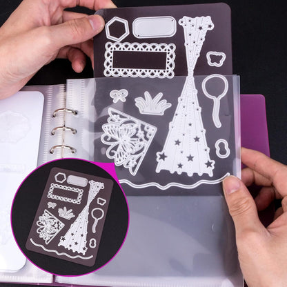 UNIMEIX 12 Pcs Magnetic Sheets for Die Storage with 1 Binder Cover, Stamp and Die Storage Pockets Die Cut Storage for Card Making Supplies(0.8 mm Thickness, Purple)