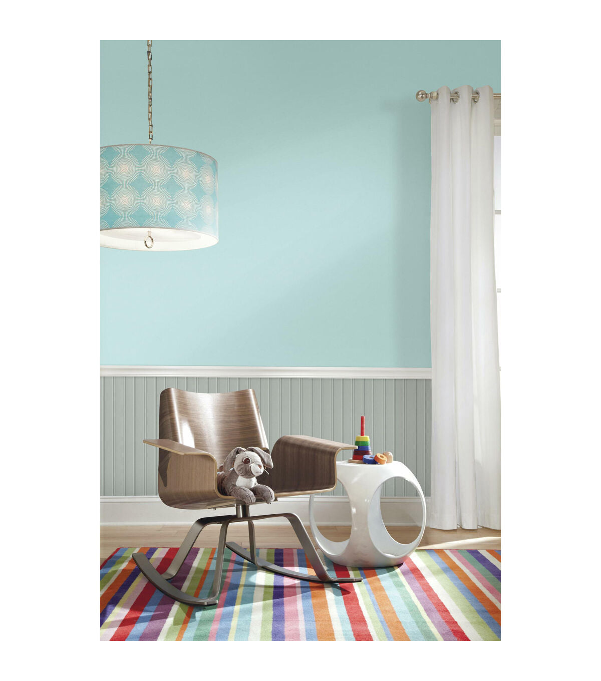 RoomMates 20.5" x 16.5' Mint Green Beadboard Peel & Stick Wallpaper