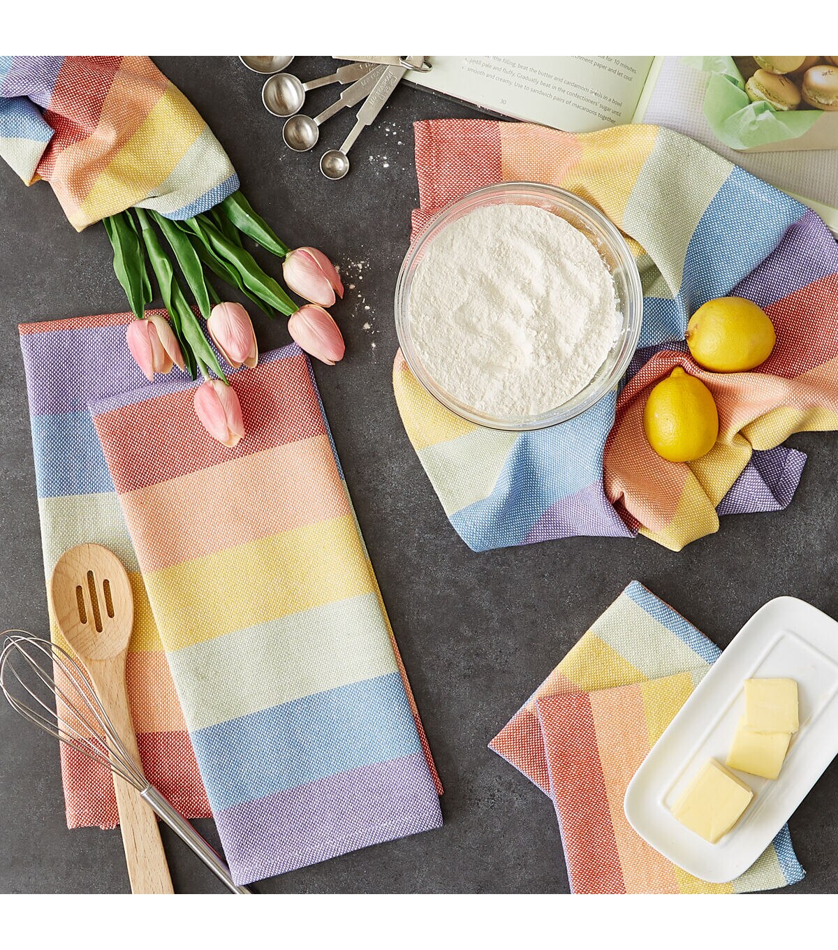 Design Imports Set of 6 Rainbow Kitchen Towels & Dishcloths