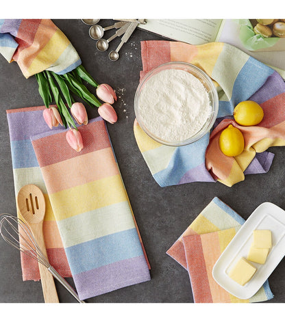 Design Imports Set of 6 Rainbow Kitchen Towels & Dishcloths