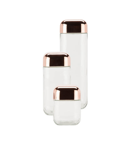 Honey Can Do 3pc Glass Storage Jar Set With Copper Lids