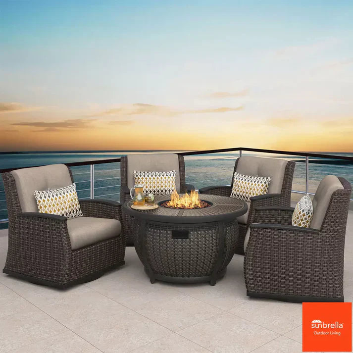 💥LIDL clearance sale💥Agio Vermont 5 Piece Woven Fire Deep Seating Patio Set + Cover