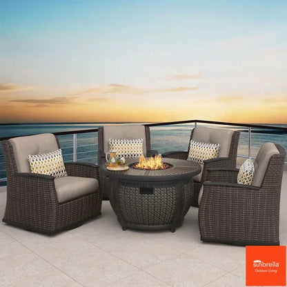 💥LIDL clearance sale💥Agio Vermont 5 Piece Woven Fire Deep Seating Patio Set + Cover