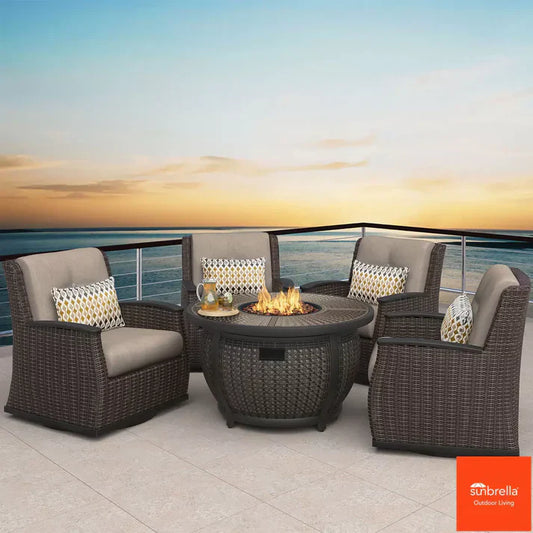 💥LIDL clearance sale💥Agio Vermont 5 Piece Woven Fire Deep Seating Patio Set + Cover