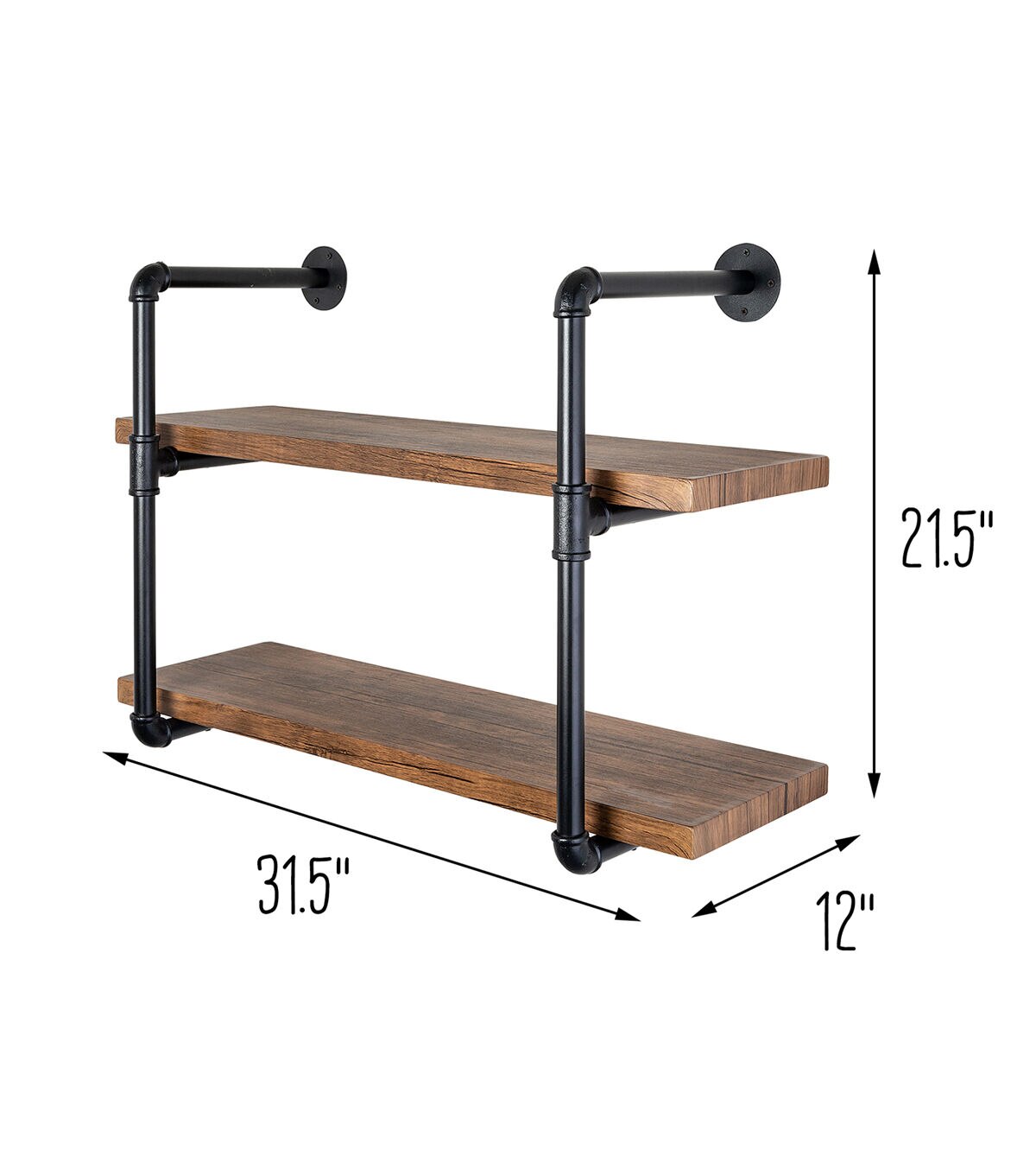 Honey Can Do 2 Tier Black Industrial Wall Shelf