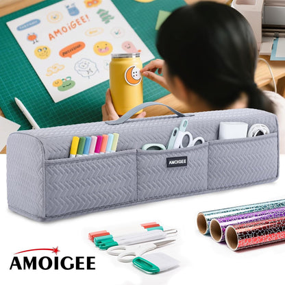 AMOIGEE Stretchy & Washable Dust Cover for Cricut Maker 4, Cricut Explore 4, Cricut Explore Air 2, Cricut Maker 3 – Die-Cut Machine Cover with Pockets for Cricut Accessories, Supplies & Tools