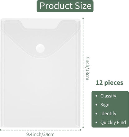 24 Pack Large Clear Die & Stamp Storage Bag Transparent Plastic Folders for Cutting Dies Stencil Embossing Crafts for DIY Scrapbooking Paper Card Craft Organizer Holder