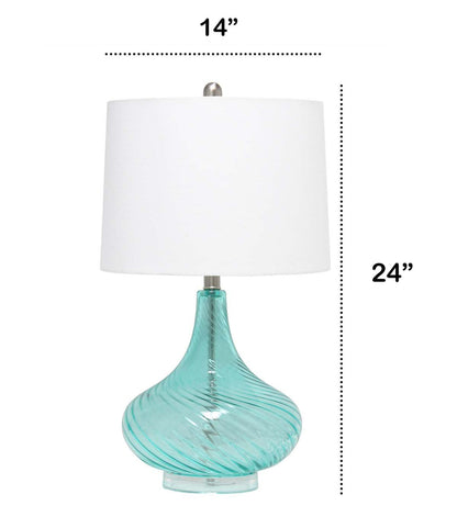 All The Rages 24" Wavy Glass Table Lamp With Linen Shade