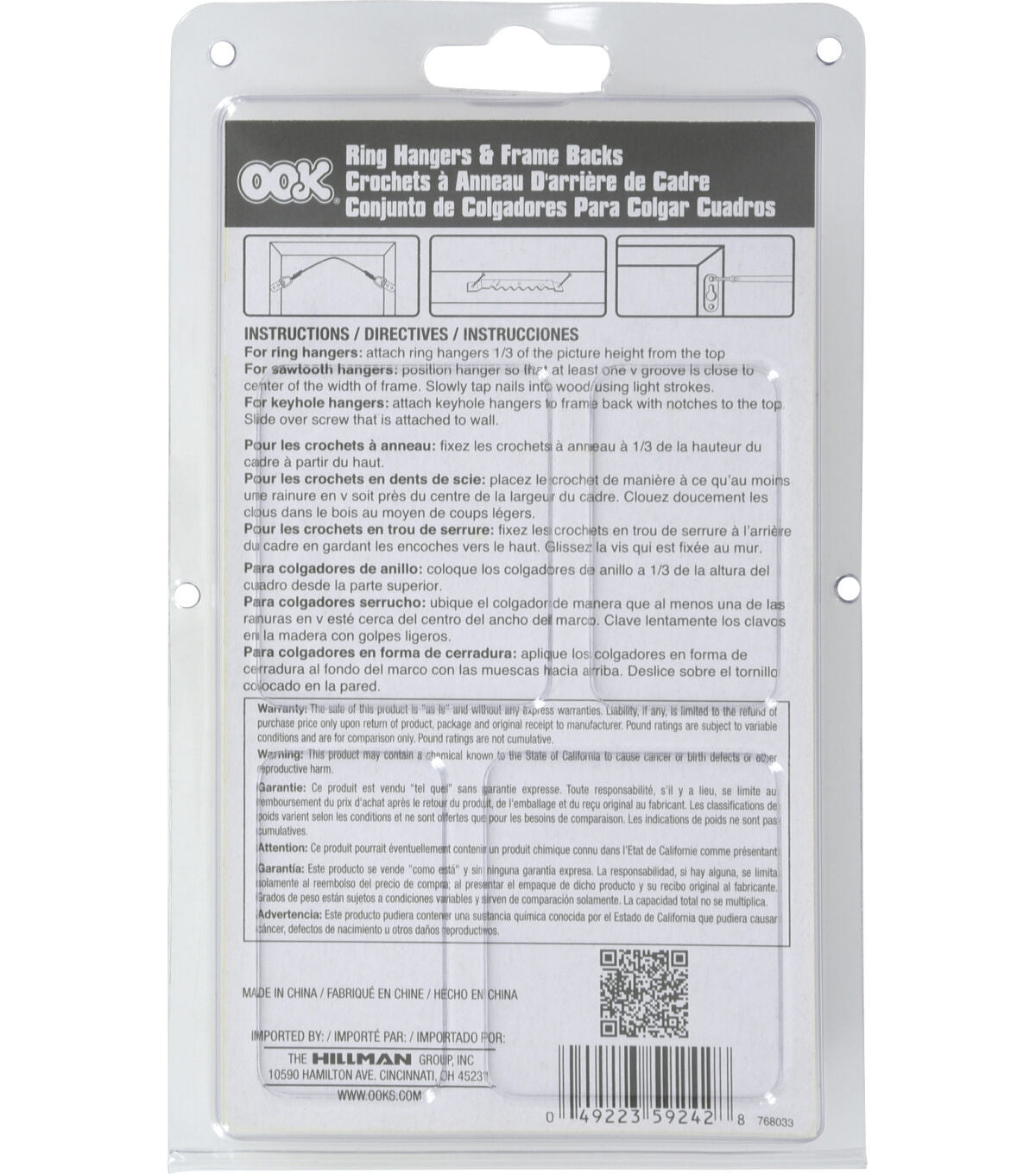 Ook 32pc Zinc Ring Hanger & Frame Back Kit