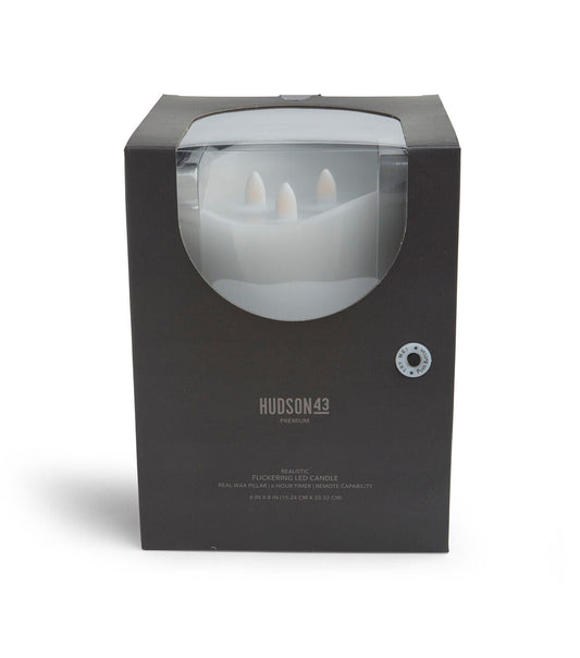 6" LED White Aurora Flame Wave Edge Pillar Candles by Hudson 43