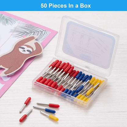 STREWEEK 50PCS Cutting Blades compatible for Cricut Explore Air/Air 2/Air 3/Maker 3, Fine Point Blades Consist of 10PCS 30°Shallow Cutting Blades,30PCS 45° Standard Blades and 10PCS 60° Deep Blades