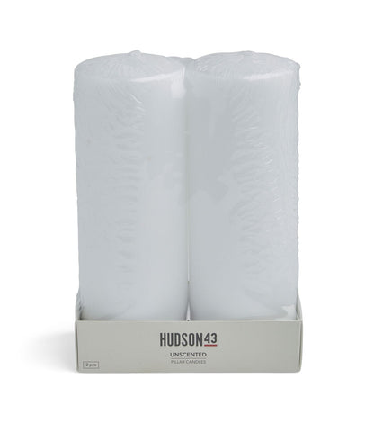3" x 8" White Unscented White Pillar Candles by Hudson 43