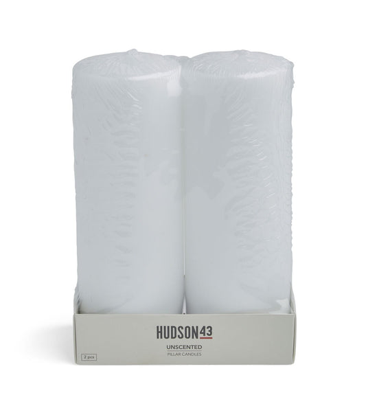 3" x 8" White Unscented White Pillar Candles by Hudson 43