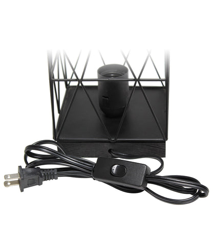 All The Rages Black Geometric Square Metal Table Lamp