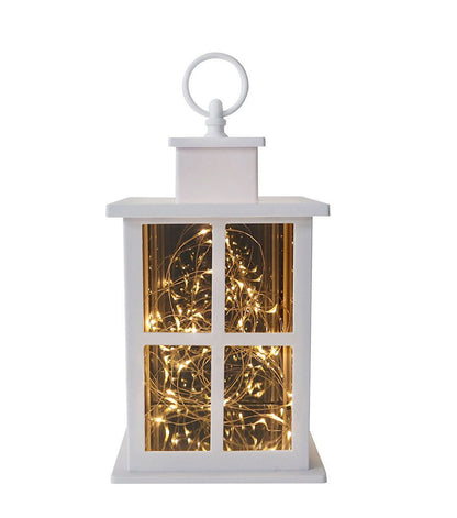 10" White LED Rustic Lantern by Place & Time
