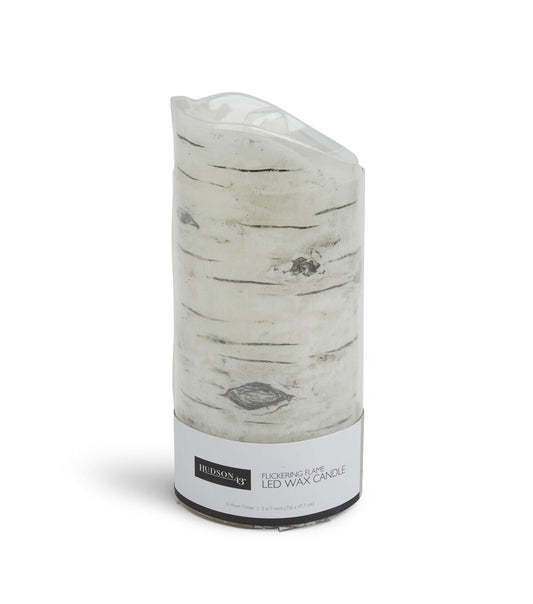 3" x 7" Birch Flickering Flame LED Wax Candle by Hudson 43