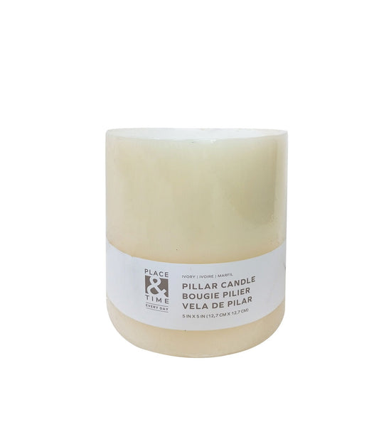 5" x 5" Ivory 3 Wick Unscented Poured Pillar Candle by Place & Time