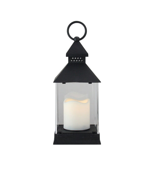 Northlight 9.5" Black Candle Lantern with LED Candle Tabletop Decor