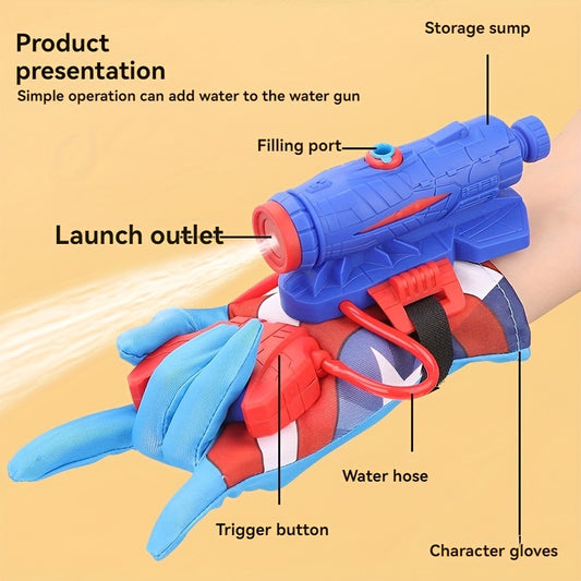 Arme à eau Spider Kid - Design de toile rouge et noire, action à pompe manuelle, jeu en plein air pour les jeunes, parfait pour les vacances en plein air, jouet de jeu en plein air | Détail de toile | Arme à eau en plastique durable, arme à eau Spider