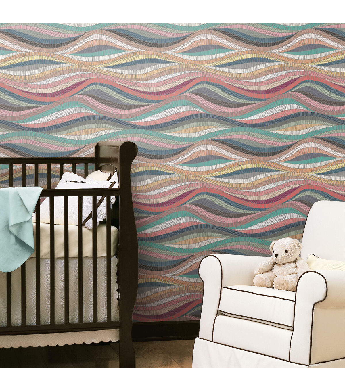 RoomMates 18" x 18' Multicolor Mosaic Waves Peel & Stick Wallpaper