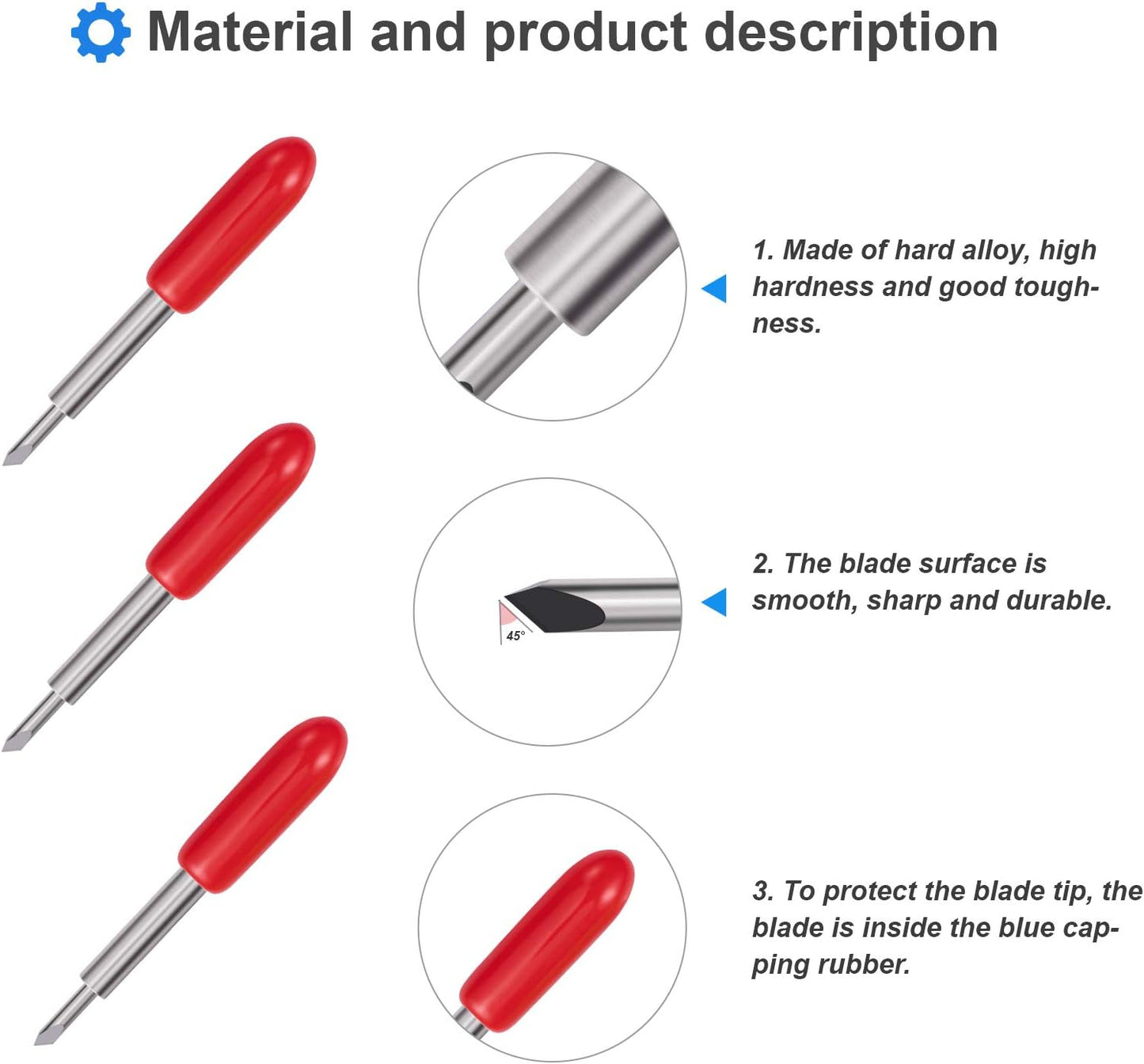 STREWEEK 50PCS Cutting Blades compatible for Cricut Explore Air/Air 2/Air 3/Maker 3, Fine Point Blades Consist of 10PCS 30°Shallow Cutting Blades,30PCS 45° Standard Blades and 10PCS 60° Deep Blades
